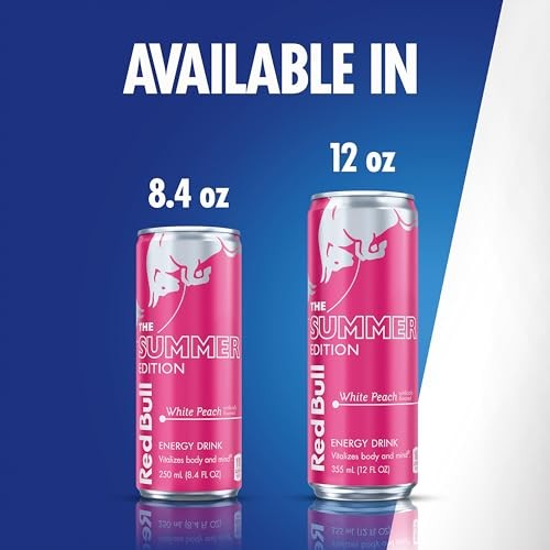 Red Bull White Peach Summer Edition Energy Drink, with 114mg Caffeine Plus Taurine & B Vitamins, 12 Fl Oz Can