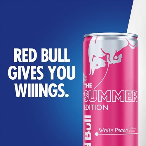 Red Bull White Peach Summer Edition Energy Drink, with 114mg Caffeine Plus Taurine & B Vitamins, 12 Fl Oz Can