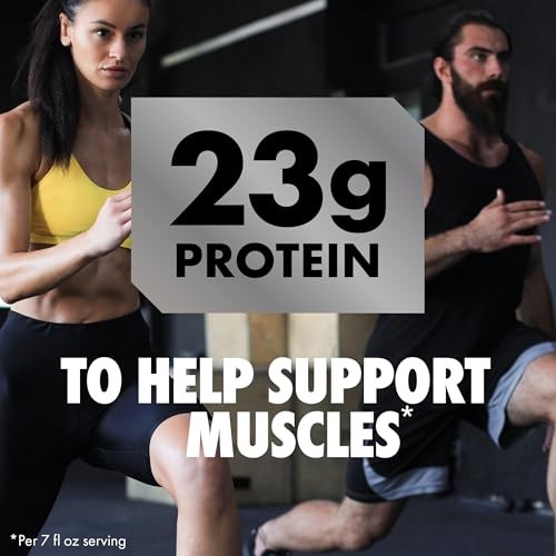 Oikos Pro Strawberry Banana Cultured Dairy Drink, 23 Grams of Protein, 0g Added Sugar, Just Delicious High Protein Snacks, 7 FL OZ Bottle