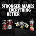 Oikos Pro Strawberry Banana Cultured Dairy Drink, 23 Grams of Protein, 0g Added Sugar, Just Delicious High Protein Snacks, 7 FL OZ Bottle