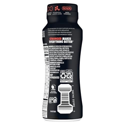 Oikos Pro Strawberry Banana Cultured Dairy Drink, 23 Grams of Protein, 0g Added Sugar, Just Delicious High Protein Snacks, 7 FL OZ Bottle