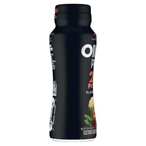 Oikos Pro Strawberry Banana Cultured Dairy Drink, 23 Grams of Protein, 0g Added Sugar, Just Delicious High Protein Snacks, 7 FL OZ Bottle