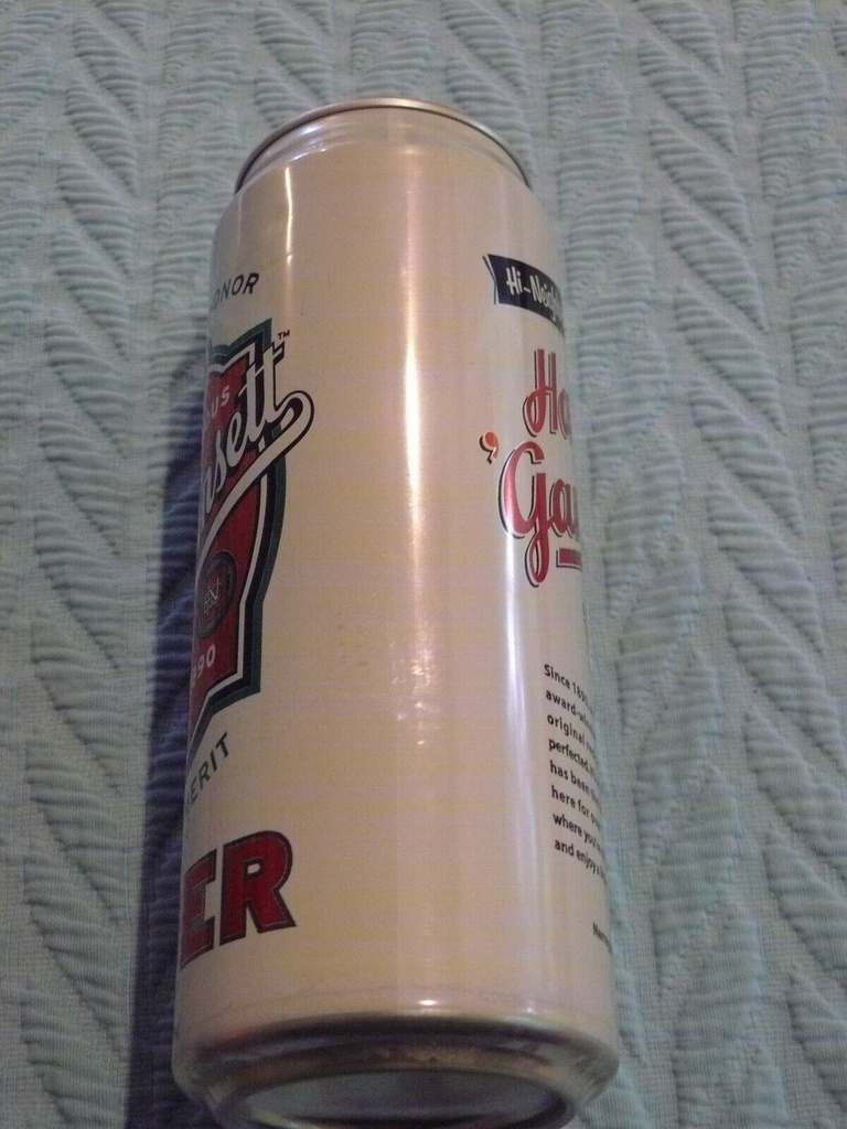 White/Red NARRAGANSETT LAGER Beer Pull-Tab TOP OPEN 24 OZ  Empty ALUMINUM