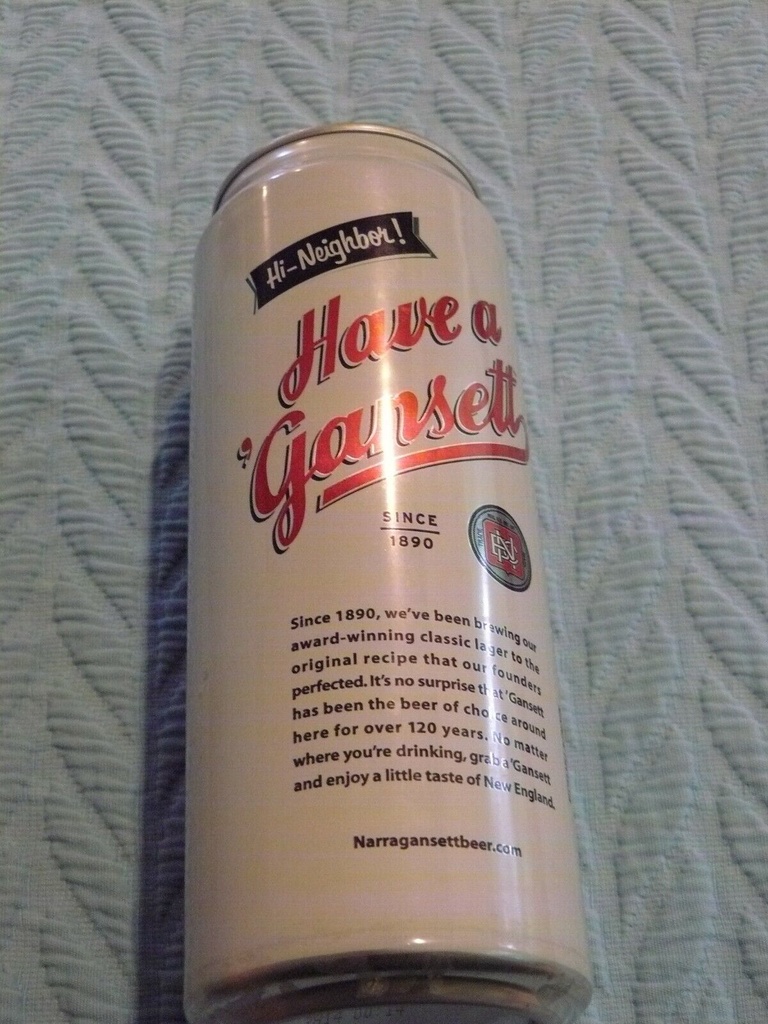 White/Red NARRAGANSETT LAGER Beer Pull-Tab TOP OPEN 24 OZ  Empty ALUMINUM