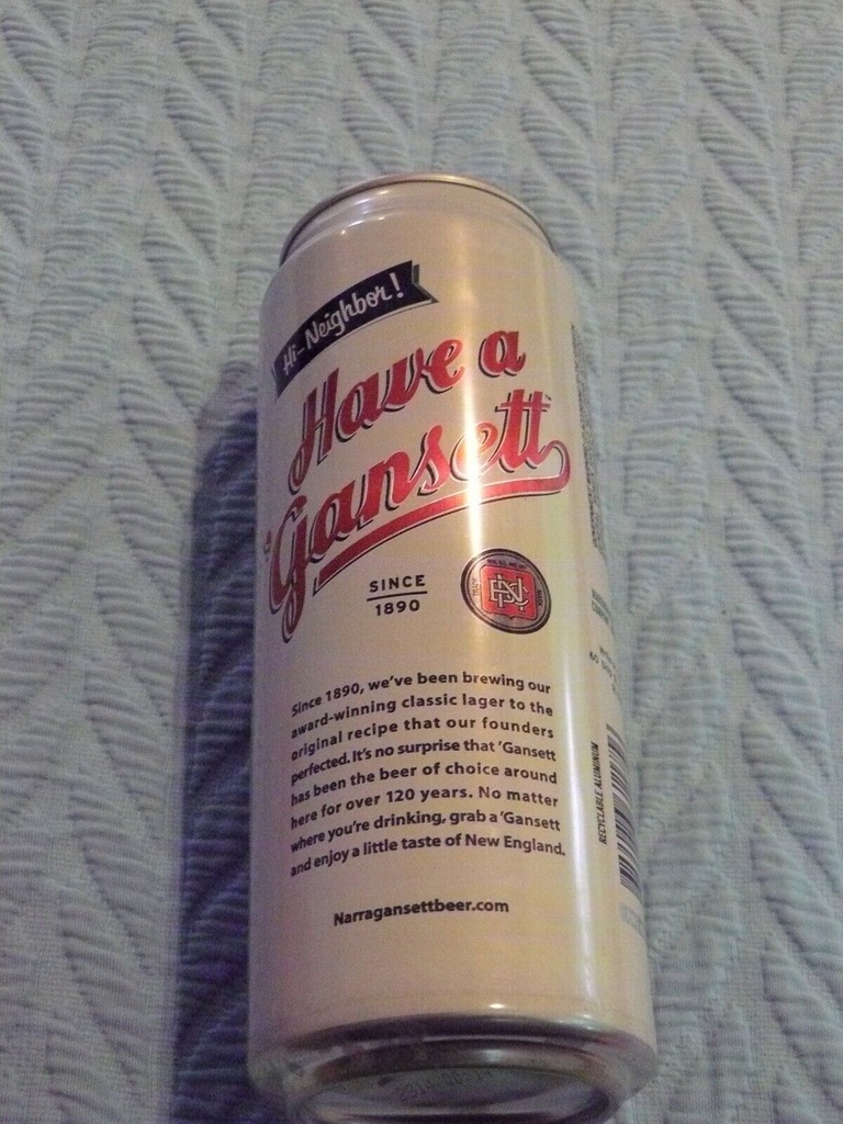 White/Red NARRAGANSETT LAGER Beer Pull-Tab TOP OPEN 24 OZ  Empty ALUMINUM