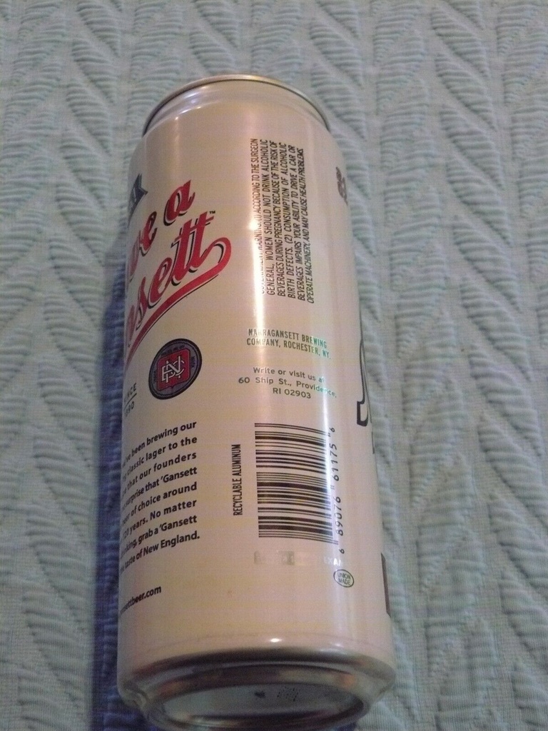 White/Red NARRAGANSETT LAGER Beer Pull-Tab TOP OPEN 24 OZ  Empty ALUMINUM