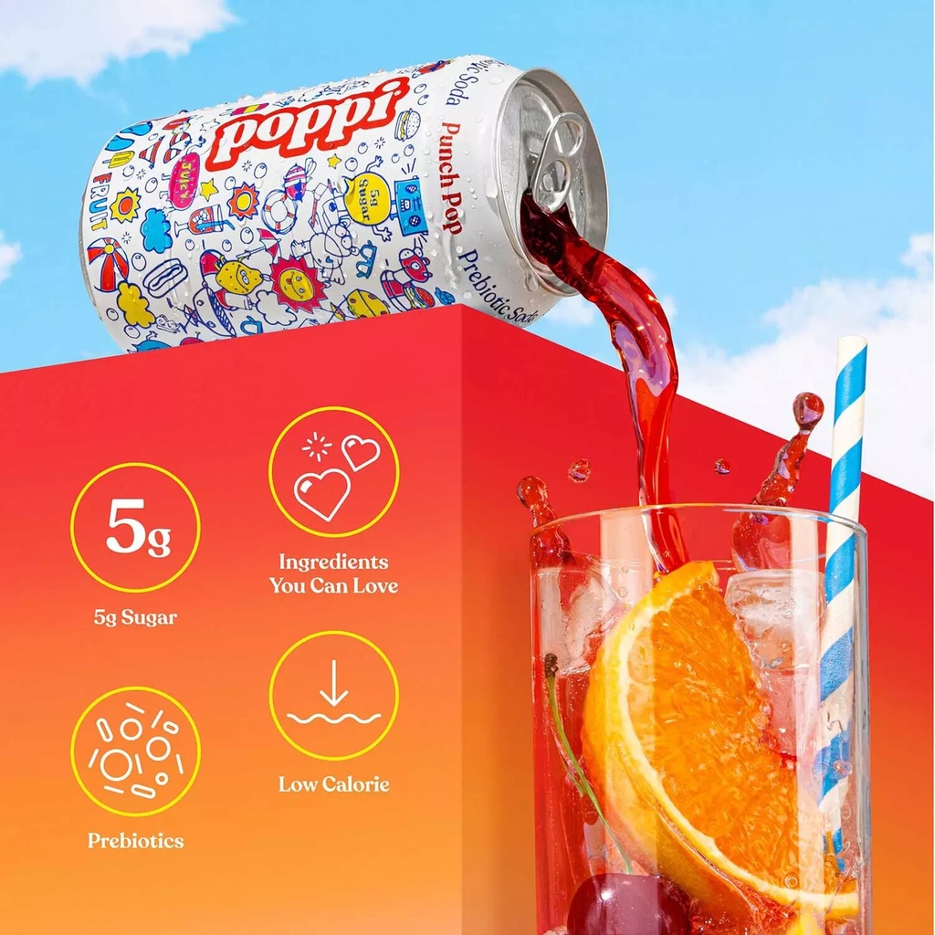Poppi Prebiotic Soda Punch Pop, 355ml