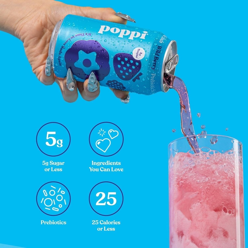 2-Pack Poppi Wild Berry 12 Fl Oz Can