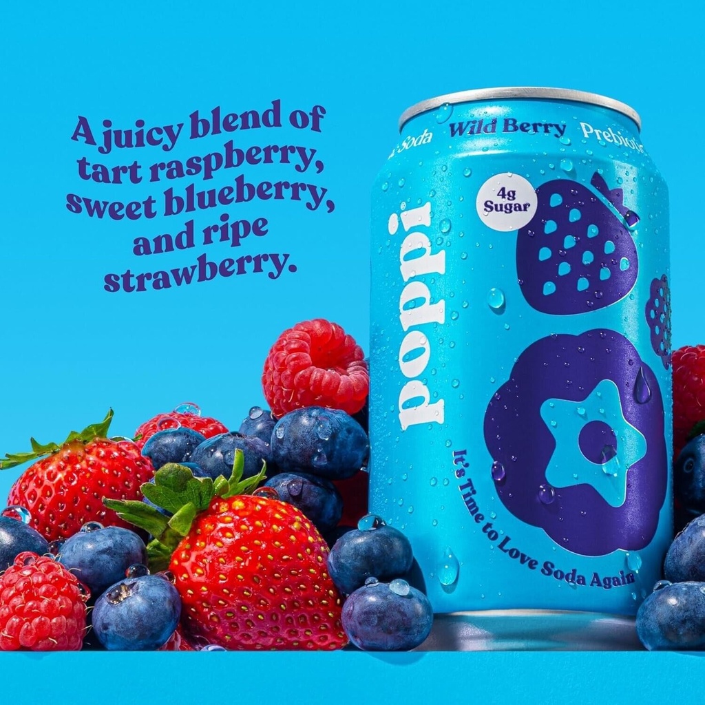 2-Pack Poppi Wild Berry 12 Fl Oz Can