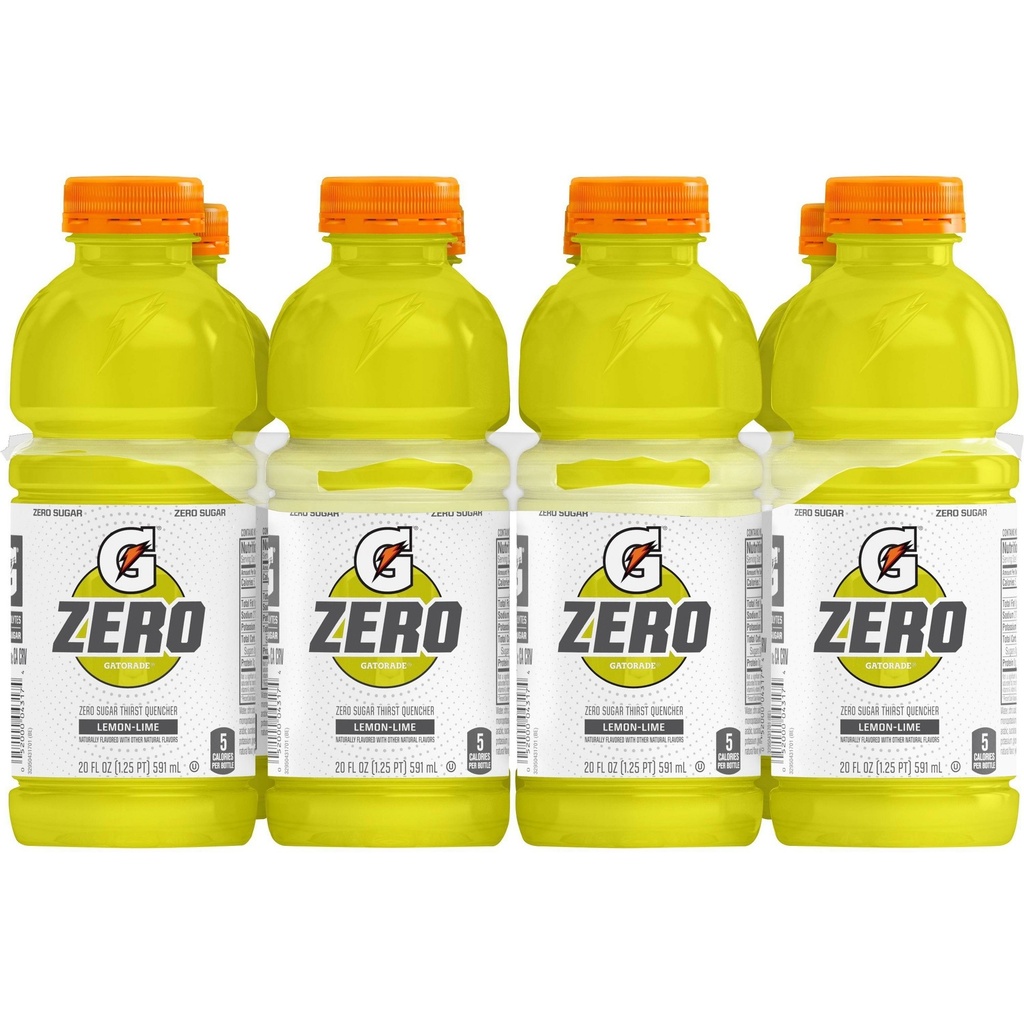 Gatorade G Zero Sugar Lemon Lime Thirst Quencher Sports Drink  20 Oz  8 Pack Bottles