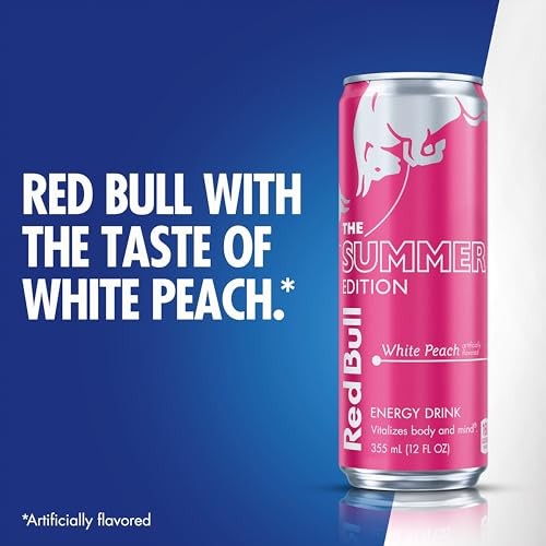 Red Bull White Peach Summer Edition Energy Drink, with 114mg Caffeine Plus Taurine & B Vitamins, 12 Fl Oz Can