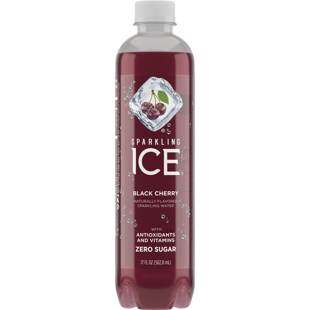 Sparkling Ice - Black Cherry - Naturally Flavored Sparkling Water -  17 Fl Oz - Bottle