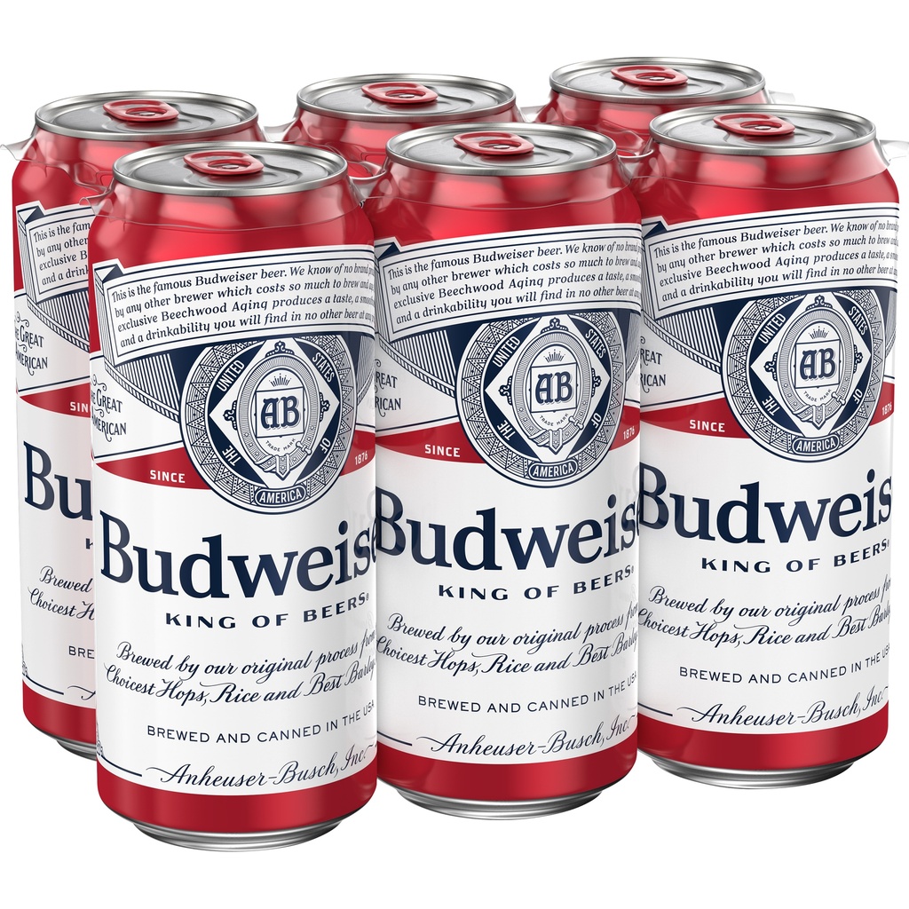 Budweiser Lager - Beer - 6x 16oz Cans