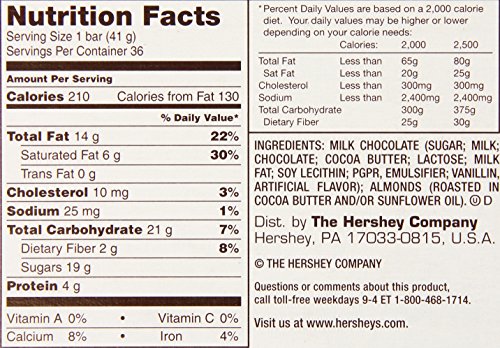 Hershey's - Milk Chocolate with Almonds Candy Bar - 1.45 Oz