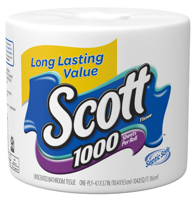 Scott - 1000 Toilet Paper - 1 000 Sheets per Roll - 1 Roll