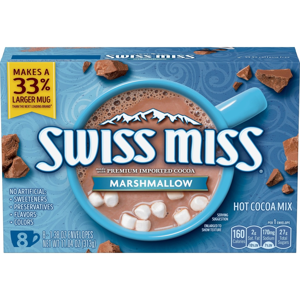 Swiss - Miss Chocolate Hot Cocoa Mix with Marshmallows . 8-Count Envelopes - 1.38 Oz