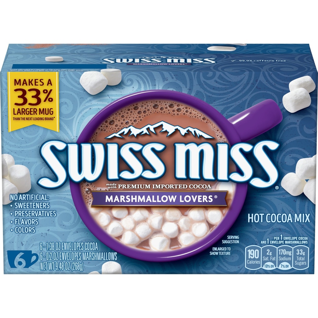 Swiss Miss Marshmallow Lovers Hot Cocoa Mix - 6-Count Envelopes - 1.38 Oz