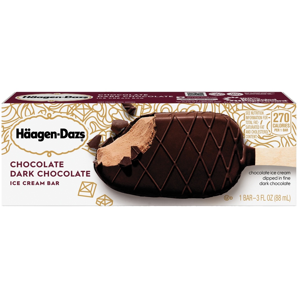 Häagen-Dazs - Dark Chocolate Ice Cream Bar - 3 Oz