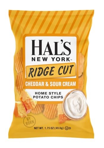 Hal's NY - Ridge Cut Chips - Cheddar & Sour Cream - 1.75 Oz - 24 Pk