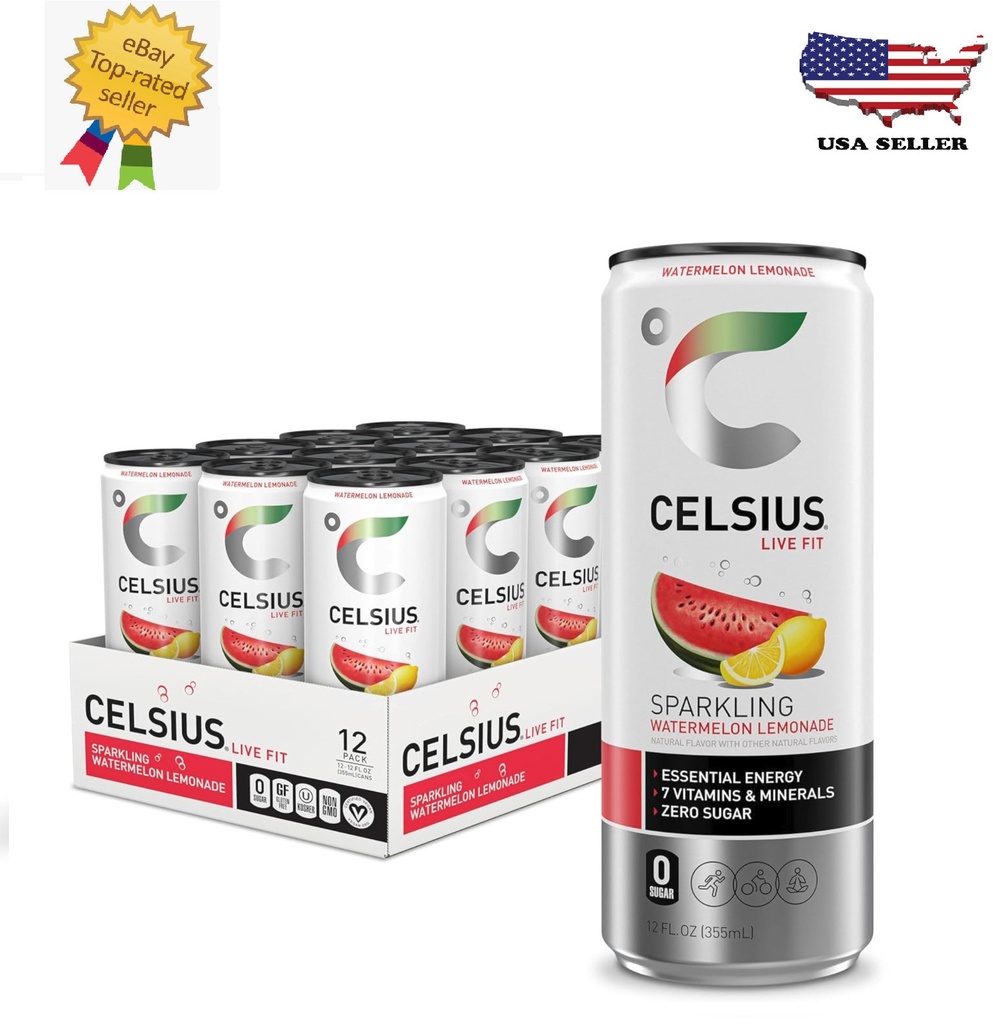 Celsius - Sparkling - Watermelon Lemonade - 12 Oz - Can - 12 Pk