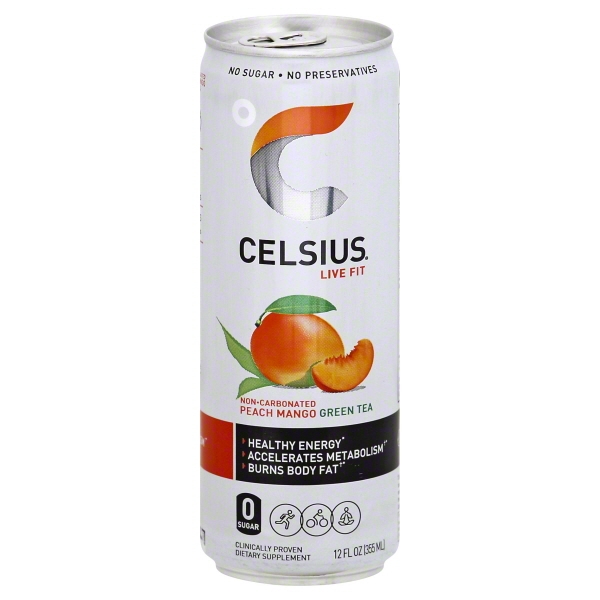 Celsius - Fizz-Free Peach Mango Green Tea - 12 Oz - Can