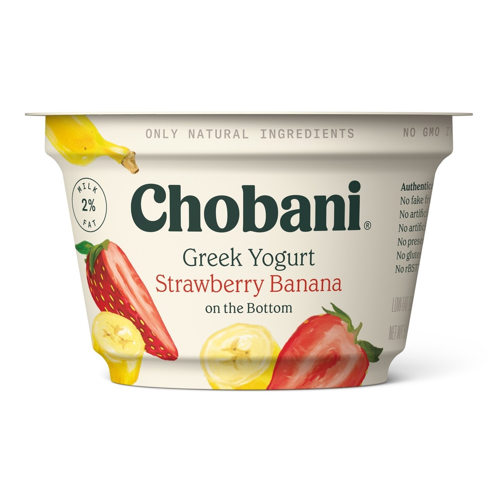 Chobani - Greek Yogurt Strawberry Banana on the Bottom - 5.3 Oz