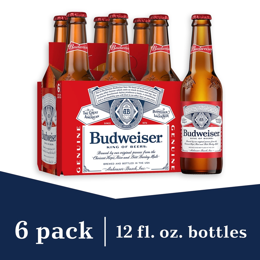 Budweiser - 12 Oz - Bottle - 6 Pk