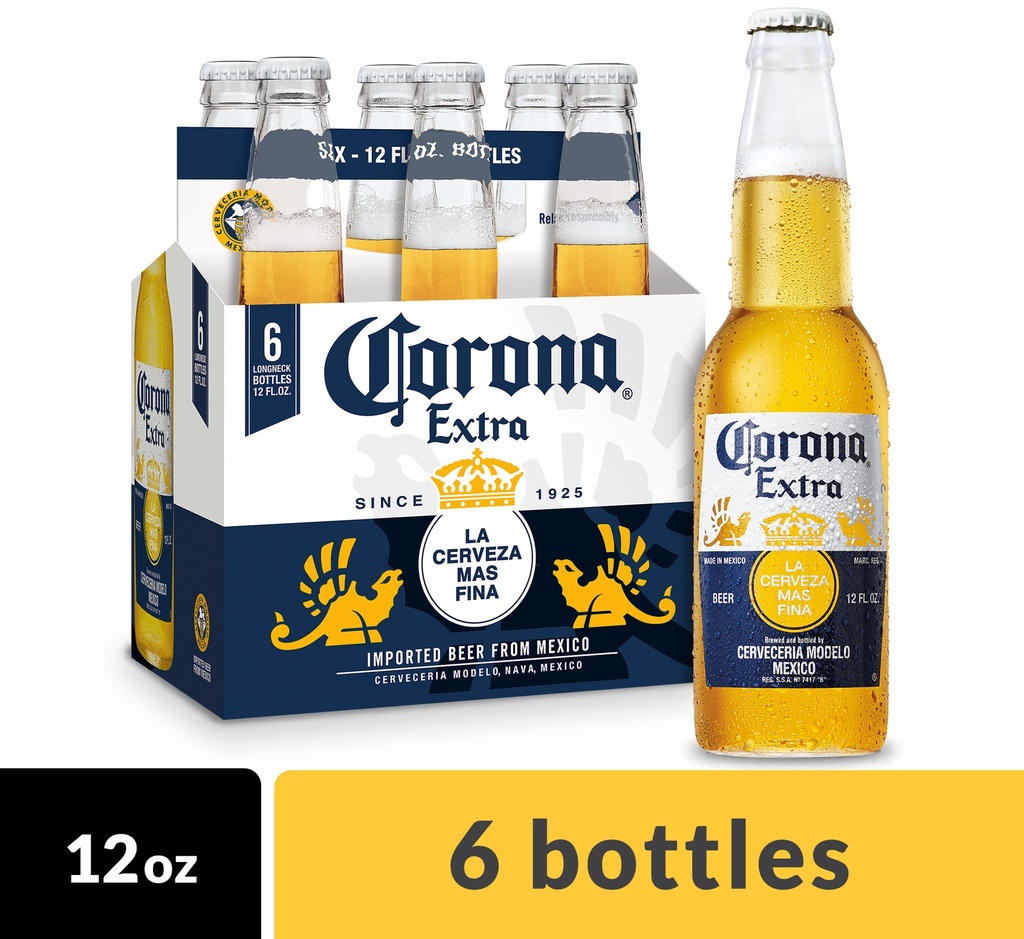 Corona - Extra - 12 Oz - Bottle - 6 Pk