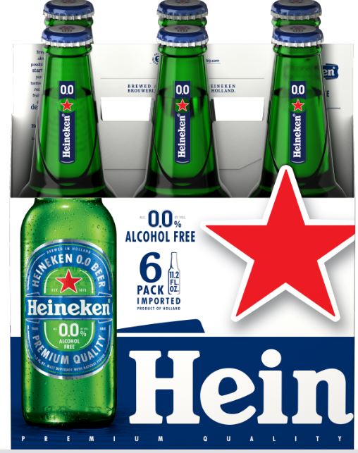 [9134] Heineken - 0.0 Non-Alcoholic Netherlands Import Lager Beer - 0.0% ABV - 11.2 Fl Oz - 6 Pack - Bottles