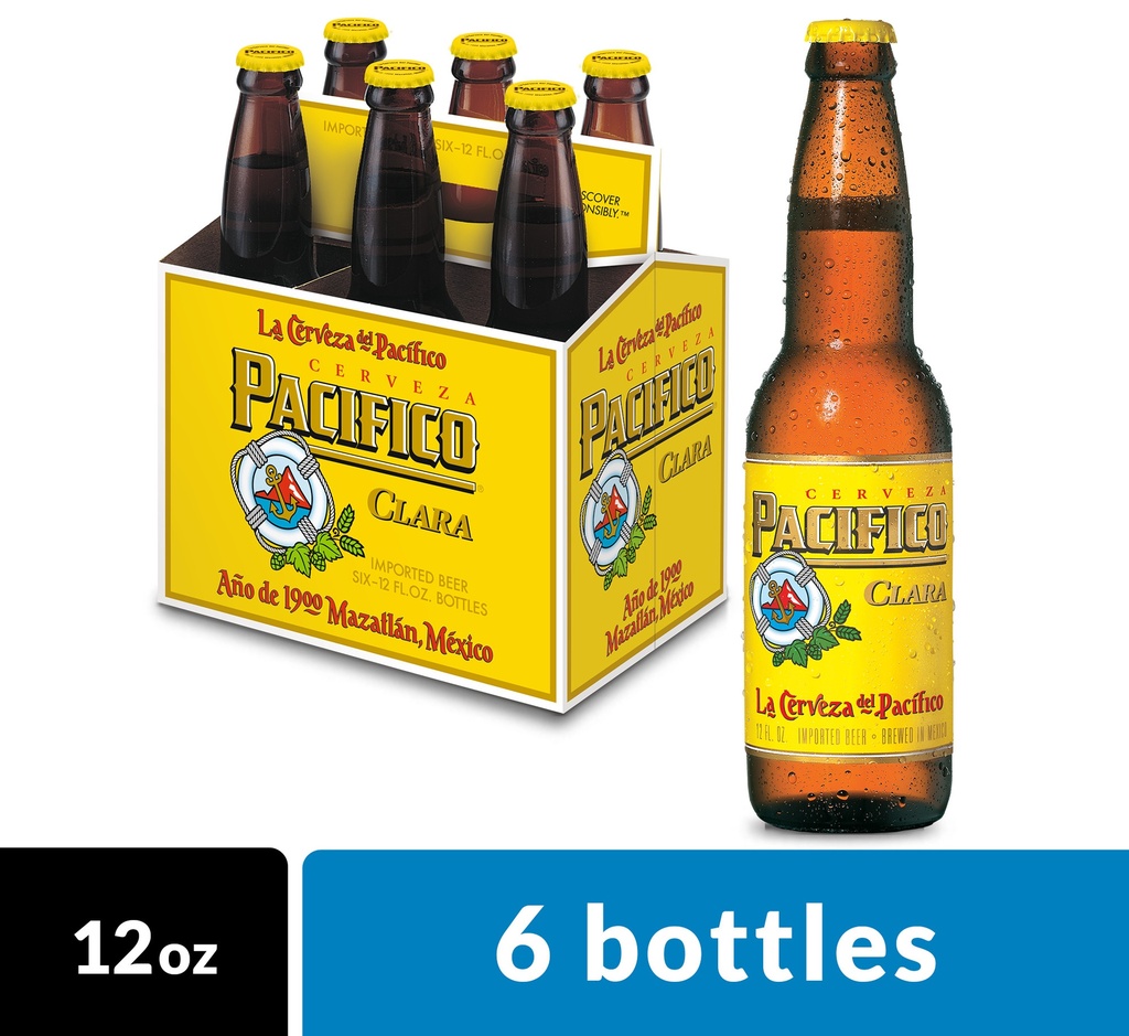 [825] Pacifico Clara Mexican Lager Beer - 12.0 Fl Oz - 6 Pack