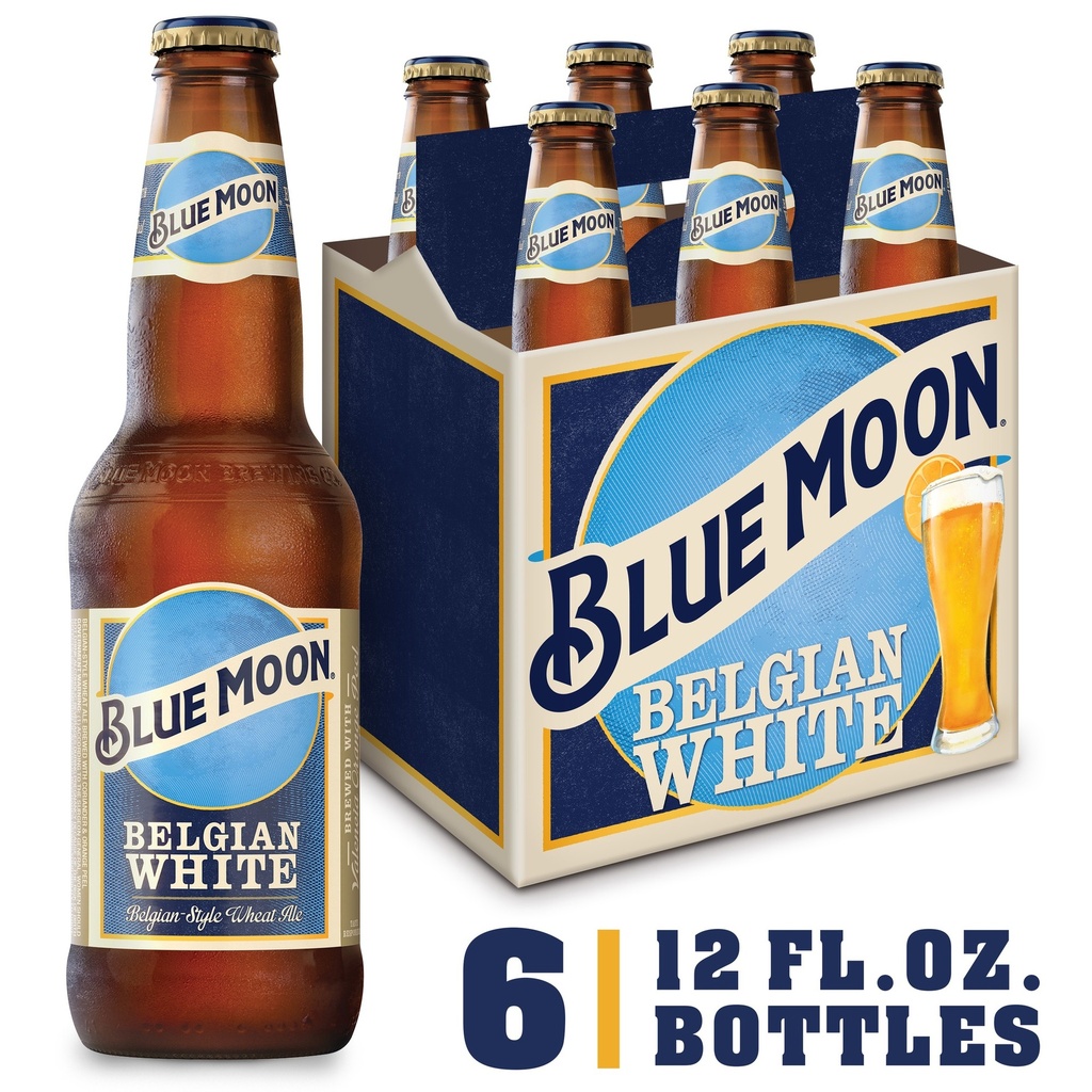 [6200] Blue Moon Belgian White Wheat Ale Beer Bottles - 6 Pack