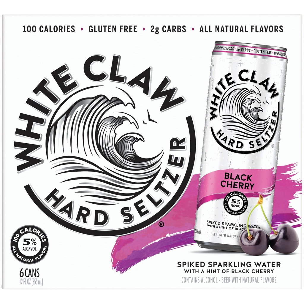 [2231] White Claw - Black Cherry Hard Seltzer - Beer - 12 Oz - Cans - 6 Pack